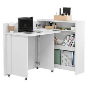 WORK CONCEPT SLIM CW-02P - biurko rozkładane połysk - biały/biały połysk