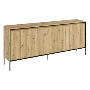 Komoda ryflowana TREND 04 dąb artisan/czarne nogi