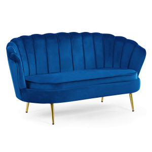 Sofa ELIF welur granatowy #64, złote nogi
