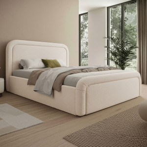 Łóżko tapicerowane z pojemnikiem SFG0154P | 140x200 | Boucle | Cream #33