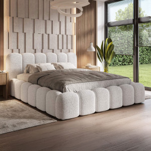Łóżko tapicerowane z pojemnikiem SFG0183P | 140x200 | Boucle | Biały #2