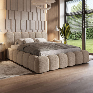 Łóżko tapicerowane z pojemnikiem SFG0183 | 160x200 | Boucle | Beż #3