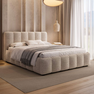 Łóżko tapicerowane z pojemnikiem 4578G | 180x200 | Boucle | Biały #6