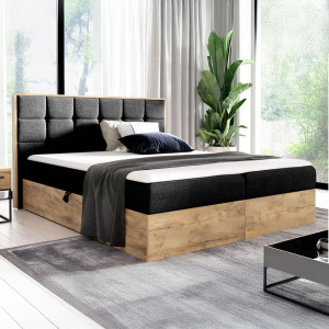 Łóżko kontynentalne z pojemnikiem WOOD1, materac | 120x200 | Kolor do wyboru