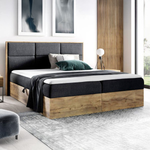 Łóżko kontynentalne z pojemnikiem WOOD2, materac | 120x200 | Kolor do wyboru