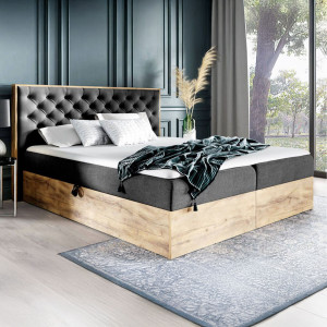 Łóżko kontynentalne z pojemnikiem WOOD3, materac | 120x200 | Kolor do wyboru