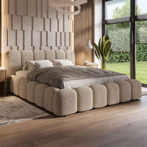 Łóżko tapicerowane z pojemnikiem SFG0178P | 140x200 | Boucle | Beż #3