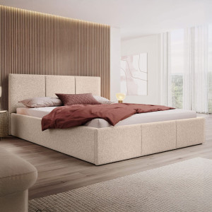 Łóżko tapicerowane z pojemnikiem SFG0111 | 140x200 | Boucle | Beż