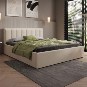 Łóżko tapicerowane z pojemnikiem SFG0143P | 140x200 | Boucle | Beż #3