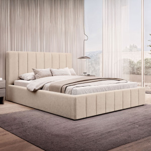 Łóżko tapicerowane z pojemnikiem SFG0116 | 160x200 | Boucle | Beż #3