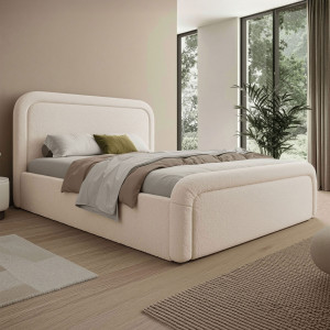 Łóżko tapicerowane z pojemnikiem SFG0154P | 160x200 | Boucle | Cream #33