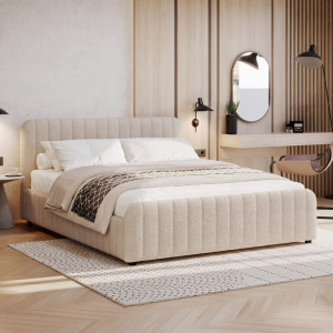 Łóżko tapicerowane z pojemnikiem SFG0167P | 140x200 | Boucle | Beż #3