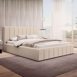 Łóżko tapicerowane SF1069 | 160x200 | Boucle | Beż