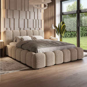 Łóżko tapicerowane z pojemnikiem SFG0183 | 180x200 | Boucle | Beż #3