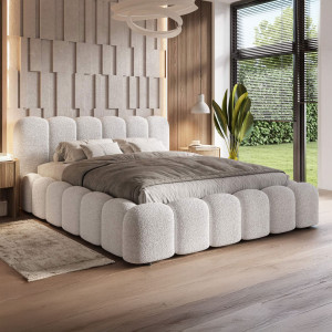 Łóżko tapicerowane z pojemnikiem SFG0183 | 180x200 | Boucle | Biały #2