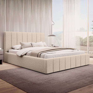 Łóżko tapicerowane SF1069 | 180x200 | Boucle | Beż