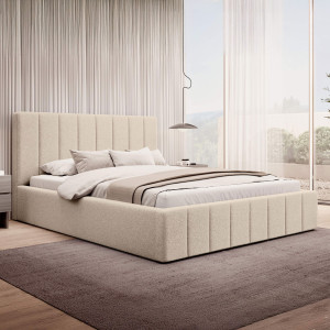 Łóżko tapicerowane z pojemnikiem SFG0116 | 180x200 | Boucle | Beż #3