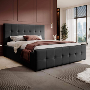 Łóżko tapicerowane z pojemnikiem SFG015P | 180x200 | Welur | Czarny