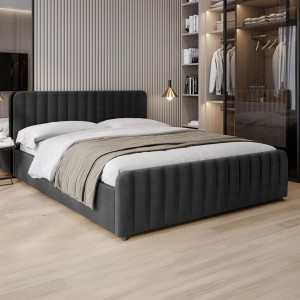 Łóżko tapicerowane z pojemnikiem SFG0160P | 180x200 | Welur | Czarny