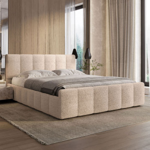 Łóżko tapicerowane z pojemnikiem SFG0166 | 180x200 | Boucle | Cappuccino #4