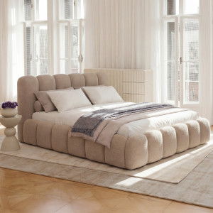Łóżko tapicerowane z pojemnikiem SFG0200P | 160x200 | Boucle | Beż #3