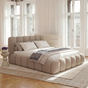 Łóżko tapicerowane z pojemnikiem SFG0200P | 160x200 | Boucle | Beż #4