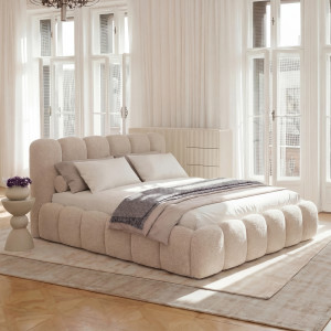 Łóżko tapicerowane z pojemnikiem SFG0200 | 180x200 | Boucle | Beż #33