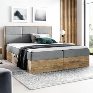 Łóżko kontynentalne z pojemnikiem WOOD2, materac | 140x200 | Kolor do wyboru