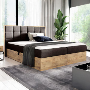 Łóżko kontynentalne z pojemnikiem WOOD1, materac | 160x200 | Kolor do wyboru