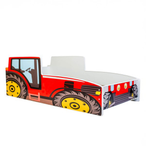 Łóżko pojedyncze Traktor czerwony 70x140 z materacem