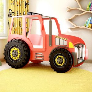 Łóżko dziecięce TRAKTOR, materac | Czerwony