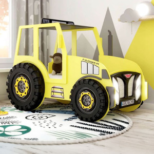 Łóżko dziecięce TRAKTOR, materac | Żółty