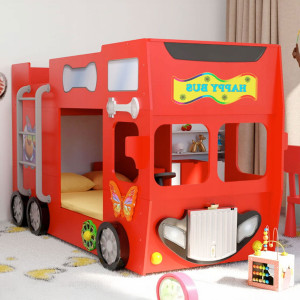 Łóżko piętrowe HAPPY BUS, materace | Czerwony