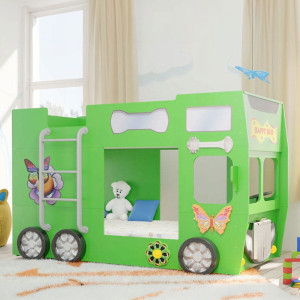 Łóżko piętrowe HAPPY BUS, materace | Zielony