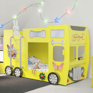 Łóżko piętrowe HAPPY BUS, materace | Żółty
