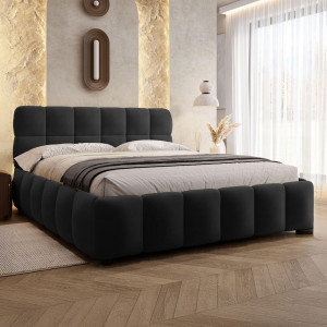 Łóżko tapicerowane z pojemnikiem 4583G | 140x200 | Welur | Czarny | OUTLET