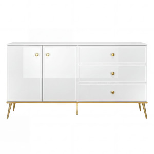 Komoda Glamour GOLDIN 04 biały/złoty