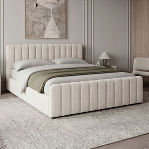 Łóżko tapicerowane SF1078 | 160x200 | Boucle | Biały #2