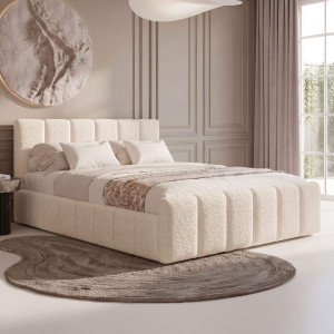 Łóżko tapicerowane z pojemnikiem SFG0166P | 120x200 | Boucle | Beż #3