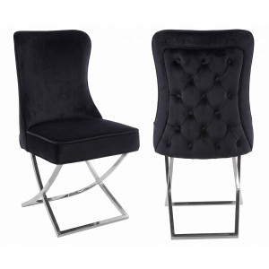 Krzesło Glamour Y-2009 czarny welur #20 srebrne nogi | OUTLET