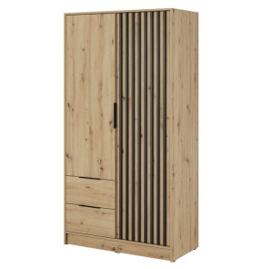 Szafa dwudrzwiowa NELLY 2D | Dąb artisan | Czarne lamele