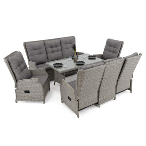 Meble ogrodowe rozkładane ALICANTE BIG | Technorattan | Mould | Poduszki szare 01 | OUTLET
