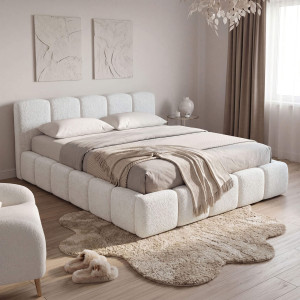 Łóżko tapicerowane z pojemnikiem 5057G | 180x200 | Boucle | Biały #6