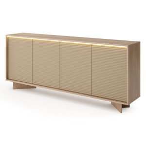 Komoda SEMI | 4D + LED | (B) Bolivar naturalny + cappuccino