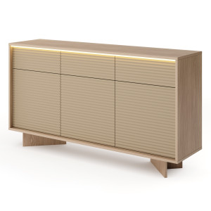 Komoda SEMI | 3D3S + LED | (C) Bolivar naturalny + cappuccino