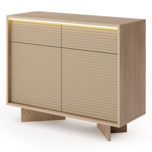 Komoda SEMI | 2D2S + LED | (D) Bolivar naturalny + cappuccino