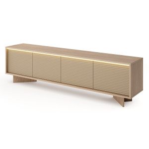 Szafka RTV SEMI | 200 4D + LED | (E) Bolivar naturalny + cappuccino