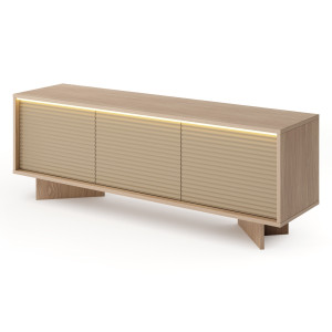 Szafka RTV SEMI | 154 3D + LED | (F) Bolivar naturalny + cappuccino