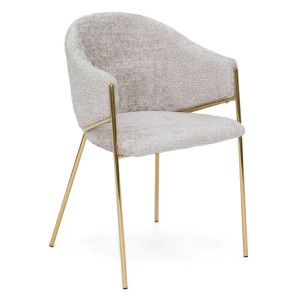 Krzesło Glamour DC-890-1 | jasny beż | boucle | złote nogi | OUTLET