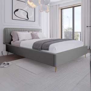 Łóżko tapicerowane SF1041 | 140x200 | Welur | Szary | OUTLET